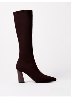 Mohito - Kozaki na obcasie - ciemnobrązowy - id: 014HH-89X - marki Mohito - 187291902 Mohito - Kozaki na obcasie - ciemnobrązowy ze sklepu Mohito w kategorii Kozaki damskie - zdjęcie 187291902