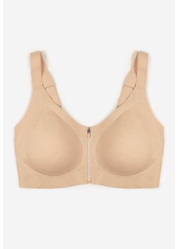 Jasnobeżowy Sportowy Biustonosz z Suwakiem z Przodu Eziline ze sklepu born2be.pl w kategorii Biustonosze - zdjęcie 187292241