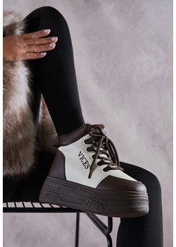 Beżowo-Brązowe Sneakersy na Grubej Podeszwie Mocno Ocieplane Futrem Leavinael - id: CQ4034-221-BEIGE/BROWN - marki Renee - 187292390 Beżowo-Brązowe Sneakersy na Grubej Podeszwie Mocno Ocieplane Futrem Leavinael ze sklepu renee.pl w kategorii Buty sportowe damskie - zdjęcie 187292390