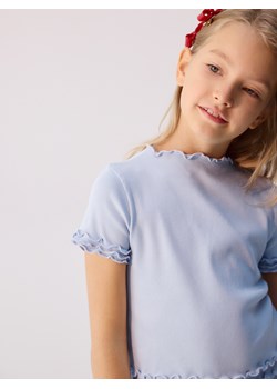 Reserved - Prążkowany t-shirt - jasnoniebieski ze sklepu Reserved w kategorii Bluzki dziewczęce - zdjęcie 187292663