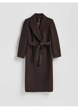 Reserved - Płaszcz z wełną Manteco - ciemnobrązowy ze sklepu Reserved w kategorii Płaszcze damskie - zdjęcie 187292743