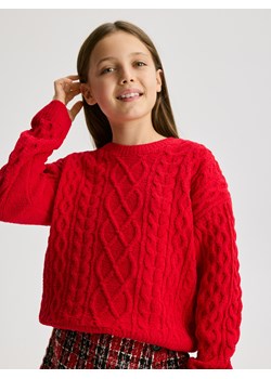 Reserved - Strukturalny sweter - czerwony ze sklepu Reserved w kategorii Swetry dziewczęce - zdjęcie 187292794