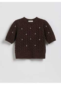 Reserved - Sweter z dodatkiem wełny - brązowy - id: 844CF-98M - marki Reserved - 187292824 Reserved - Sweter z dodatkiem wełny - brązowy ze sklepu Reserved w kategorii Swetry dziewczęce - zdjęcie 187292824