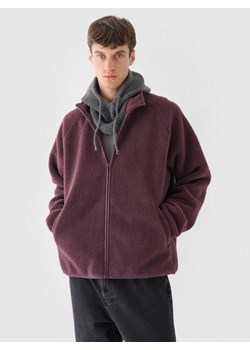 Męski polar sherpa rozpinany Outhorn OTHWAW24TJACM234  - czerwony ze sklepu Sportstylestory.com w kategorii Bluzy męskie - zdjęcie 187293454