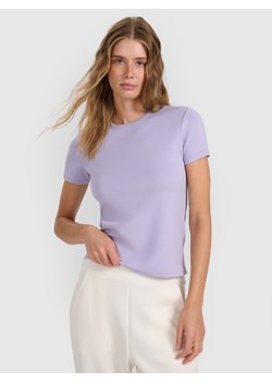Damski t-shirt basic 4F 4FWAW25TTSHF2712 - fioletowy ze sklepu Sportstylestory.com w kategorii Bluzki damskie - zdjęcie 187293554