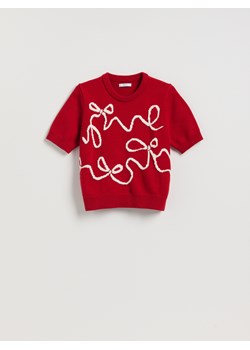 Reserved - Sweter z kokardkami - czerwony ze sklepu Reserved w kategorii Swetry damskie - zdjęcie 187294313