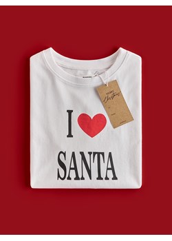 Reserved - T-shirt ze świątecznym motywem - biały - id: 861HD-00X - marki Reserved - 187294504 Reserved - T-shirt ze świątecznym motywem - biały ze sklepu Reserved w kategorii Bluzki damskie - zdjęcie 187294504