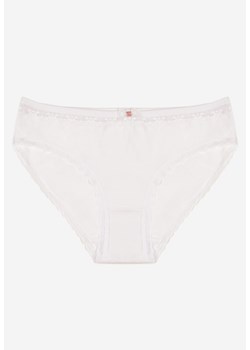 Białe Bawełniane Majtki Typu Figi z Koronką i Kokardą Zeteria ze sklepu born2be.pl w kategorii Majtki damskie - zdjęcie 187294833