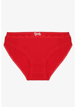 Czerwone Majtki Figi z Bawełny Ozdobione Kokardą i Koronką Zeterie ze sklepu renee.pl w kategorii Majtki damskie - zdjęcie 187294870