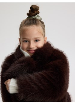 Reserved - Płaszcz ze sztucznego futerka - ciemnobrązowy - id: 254EX-89X - marki Reserved - 187295752 Reserved - Płaszcz ze sztucznego futerka - ciemnobrązowy ze sklepu Reserved w kategorii Płaszcze dziewczęce - zdjęcie 187295752