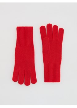 Reserved - Wełniane rękawiczki z dodatkiem kaszmiru - czerwony ze sklepu Reserved w kategorii Rękawiczki damskie - zdjęcie 187295784