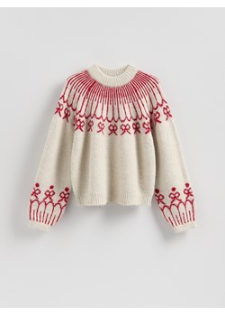 Reserved - Wzorzysty sweter - beżowy - id: 429HI-08M - marki Reserved - 187295920 Reserved - Wzorzysty sweter - beżowy ze sklepu Reserved w kategorii Swetry damskie - zdjęcie 187295920