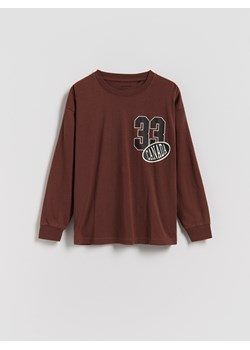 Reserved - Bawełniany longsleeve - brązowy - id: 606FJ-88X - marki Reserved - 187296130 Reserved - Bawełniany longsleeve - brązowy ze sklepu Reserved w kategorii Bluzy chłopięce - zdjęcie 187296130