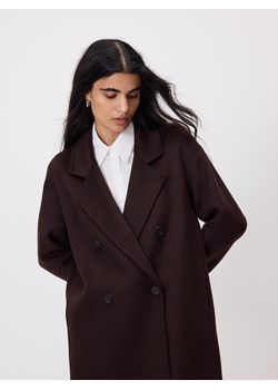 Reserved - Płaszcz handmade z wełną - ciemnobrązowy - id: WM889-89X - marki Reserved - 187296704 Reserved - Płaszcz handmade z wełną - ciemnobrązowy ze sklepu Reserved w kategorii Płaszcze damskie - zdjęcie 187296704