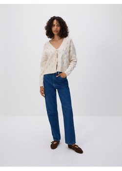 Reserved - Kardigan z wiązaniem - kremowy ze sklepu Reserved w kategorii Swetry damskie - zdjęcie 187296721