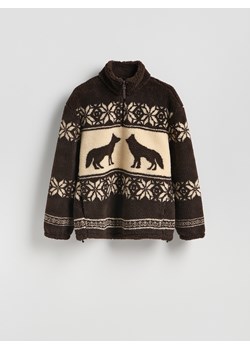 Reserved - Polarowa bluza ze stójką - brązowy - id: ZU305-88X - marki Reserved - 187296734 Reserved - Polarowa bluza ze stójką - brązowy ze sklepu Reserved w kategorii Bluzy męskie - zdjęcie 187296734