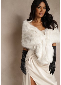 Białe Ponczo w Ozdobne Futerko Inesema ze sklepu renee.pl w kategorii Poncza - zdjęcie 187296920