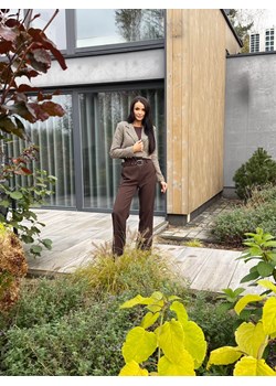 Czekoladowa Krótka Marynarka w Pepitkę - id: 23070260 - marki Modnakiecka.pl - 187297592 Czekoladowa Krótka Marynarka w Pepitkę ze sklepu ModnaKiecka.pl w kategorii Marynarki damskie - zdjęcie 187297592