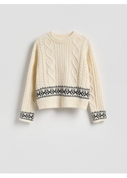 Reserved - Wełniany sweter - złamana biel - id: 194HW-01X - marki Reserved - 187297880 Reserved - Wełniany sweter - złamana biel ze sklepu Reserved w kategorii Swetry damskie - zdjęcie 187297880