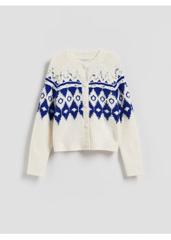 Reserved - Wzorzysty kardigan - niebieski - id: 539HH-55M - marki Reserved - 187298024 Reserved - Wzorzysty kardigan - niebieski ze sklepu Reserved w kategorii Swetry damskie - zdjęcie 187298024