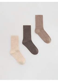 Reserved - Skarpetki z wełną 3 pack - brązowy ze sklepu Reserved w kategorii Skarpetki damskie - zdjęcie 187298040
