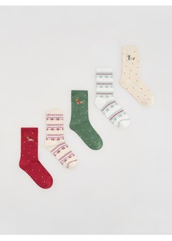 Reserved - Skarpetki ze świątecznym motywem 5 pack - czerwony - id: 655FA-33X - marki Reserved - 187299504 Reserved - Skarpetki ze świątecznym motywem 5 pack - czerwony ze sklepu Reserved w kategorii Skarpetki damskie - zdjęcie 187299504
