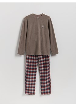 Reserved - Dwuczęściowa piżama z haftem - beżowy ze sklepu Reserved w kategorii Piżamy męskie - zdjęcie 187299543