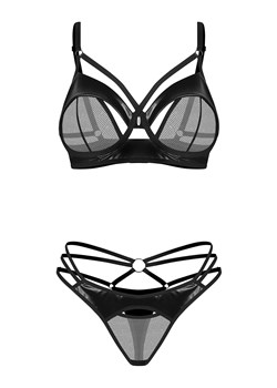 Komplet biustonosz + stringi Obsessive Dominna 2-pcs set black ze sklepu kontri.pl w kategorii Komplety bielizny damskiej - zdjęcie 187300800