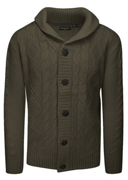 Dziergany Sweter Zapinany na Guziki, Kardigan, Elegancki - BRAVE SOUL - Khaki SWBRSAW25TRACTATUSkhaki ze sklepu JegoSzafa.pl w kategorii Swetry męskie - zdjęcie 187301051