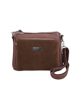 Codzienna torebka ze skóry naturalnej z zamszem - Brązowa - id: 3276 - marki Barberini's - 187301204 Codzienna torebka ze skóry naturalnej z zamszem - Brązowa ze sklepu Barberinis w kategorii Listonoszki - zdjęcie 187301204