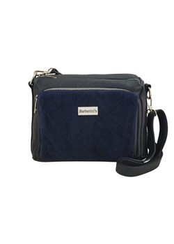 Codzienna torebka ze skóry naturalnej z zamszem - Granatowa - id: 3280 - marki Barberini's - 187301240 Codzienna torebka ze skóry naturalnej z zamszem - Granatowa ze sklepu Barberinis w kategorii Listonoszki - zdjęcie 187301240