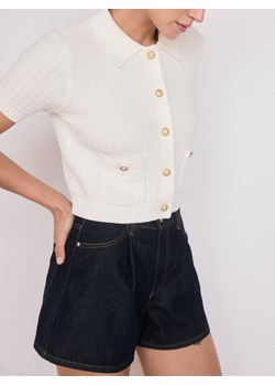 Reserved - Bawełniany kardigan z guzikami - złamana biel - id: 7253B-01X - marki Reserved - 187301533 Reserved - Bawełniany kardigan z guzikami - złamana biel ze sklepu Reserved w kategorii Swetry damskie - zdjęcie 187301533