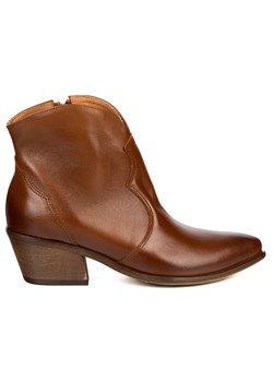 Olivier Monroe – damskie botki skórzane w stylu kowbojek brązowe lico ze sklepu butyolivier w kategorii Botki - zdjęcie 187301774