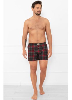 Bawełniane bokserki męskie w kratkę Rusoli, Kolor grafitowo-czerwony, Rozmiar M, Italian Fashion ze sklepu Primodo w kategorii Majtki męskie - zdjęcie 187302180