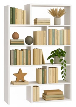 Biały rozsuwany regał na książki S5-D60 - id: 53686 - marki Elior - 187302592 Biały rozsuwany regał na książki S5-D60 ze sklepu Edinos.pl w kategorii Regały i witryny - zdjęcie 187302592