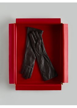 Reserved - Długie skórzane rękawiczki - ciemnobrązowy - id: 314GX-89X - marki Reserved - 187303654 Reserved - Długie skórzane rękawiczki - ciemnobrązowy ze sklepu Reserved w kategorii Rękawiczki damskie - zdjęcie 187303654