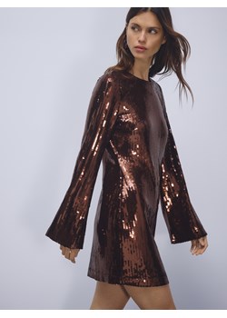 Reserved - Cekinowa sukienka mini - ciemnobrązowy - id: 236HU-89X - marki Reserved - 187304480 Reserved - Cekinowa sukienka mini - ciemnobrązowy ze sklepu Reserved w kategorii Sukienki - zdjęcie 187304480