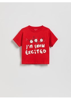 Reserved - Świąteczny t-shirt - czerwony ze sklepu Reserved w kategorii T-shirty chłopięce - zdjęcie 187304513
