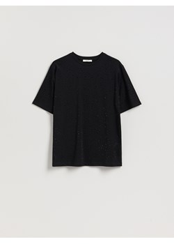 Reserved - T-shirt ze strasem - czarny - id: 372IK-99X - marki Reserved - 187304540 Reserved - T-shirt ze strasem - czarny ze sklepu Reserved w kategorii Bluzki damskie - zdjęcie 187304540