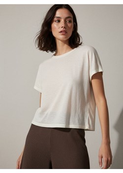 Sinsay - Koszulka basic - kremowy ze sklepu Sinsay w kategorii Bluzki damskie - zdjęcie 187306123