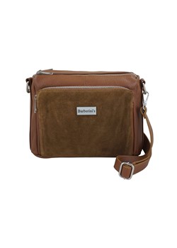 Codzienna torebka ze skóry naturalnej z zamszem - Brązowa jasna - id: 11809n - marki Barberini's - 187308760 Codzienna torebka ze skóry naturalnej z zamszem - Brązowa jasna ze sklepu butyolivier w kategorii Listonoszki - zdjęcie 187308760