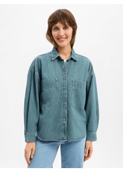 american vintage Dżinsowa bluzka damska - Ydopark Kobiety Bawełna medium stone jednolity ze sklepu vangraaf w kategorii Koszule damskie - zdjęcie 187311911