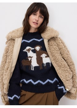 Reserved - Sweter ze wzorem - granatowy - id: 295HM-59X - marki Reserved - 187312170 Reserved - Sweter ze wzorem - granatowy ze sklepu Reserved w kategorii Swetry damskie - zdjęcie 187312170