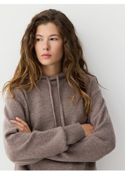 Reserved - Wełniany sweter z kapturem - brązowy - id: 312HF-84M - marki Reserved - 187312192 Reserved - Wełniany sweter z kapturem - brązowy ze sklepu Reserved w kategorii Swetry damskie - zdjęcie 187312192