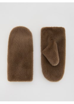 Reserved - Rękawiczki z imitacji futra - brązowy ze sklepu Reserved w kategorii Rękawiczki damskie - zdjęcie 187312344