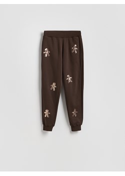 Reserved - Spodnie dresowe z aplikacjami - ciemnobrązowy ze sklepu Reserved w kategorii Spodnie damskie - zdjęcie 187312411