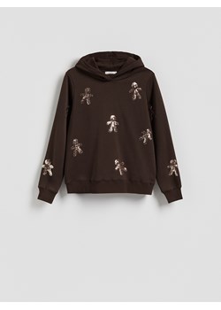 Reserved - Bluza ze świątecznym motywem - ciemnobrązowy ze sklepu Reserved w kategorii Bluzy damskie - zdjęcie 187312510