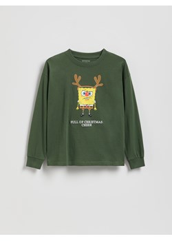 Reserved - Longsleeve Spongebob - ciemnozielony ze sklepu Reserved w kategorii T-shirty chłopięce - zdjęcie 187312571