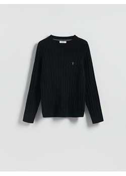 Reserved - Sweter z warkoczowym splotem - czarny - id: 940GC-99X - marki Reserved - 187312642 Reserved - Sweter z warkoczowym splotem - czarny ze sklepu Reserved w kategorii Swetry męskie - zdjęcie 187312642