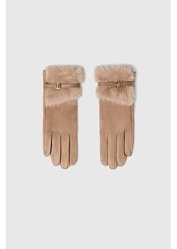 Rękawiczki z futerkiem beżowe ze sklepu Moodo.pl w kategorii Rękawiczki damskie - zdjęcie 187312781